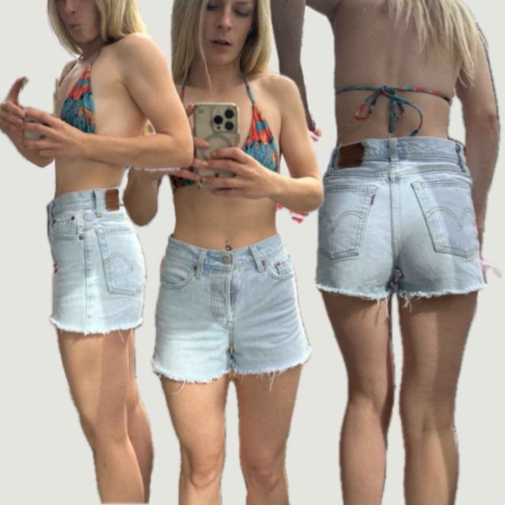 Levi's Light Blue High Waist Denim Shorts